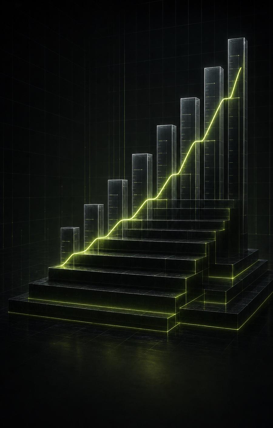 Measured steps and a rising Alignment curve